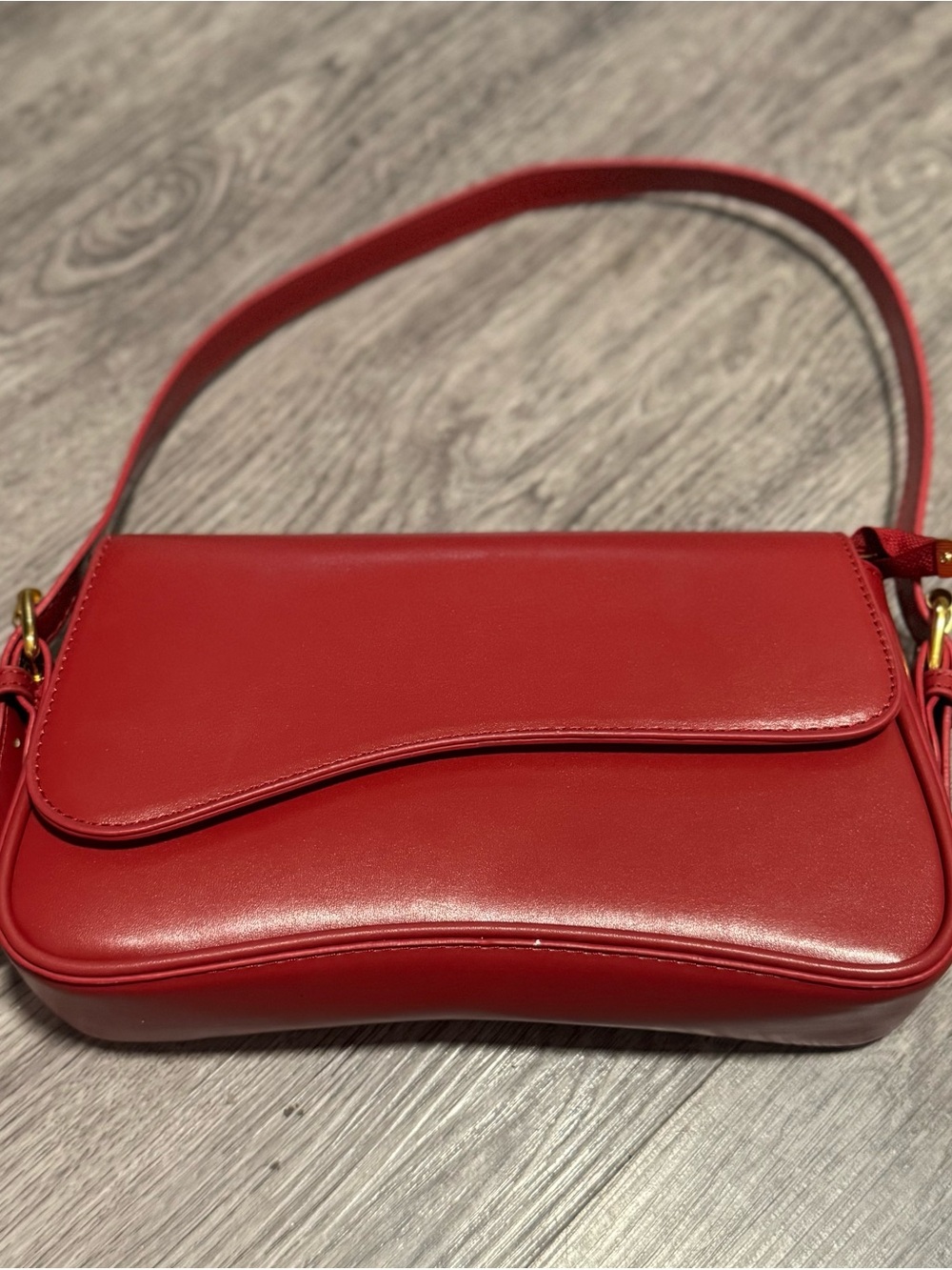 Classic Red Leather Shoulder Bag - Women